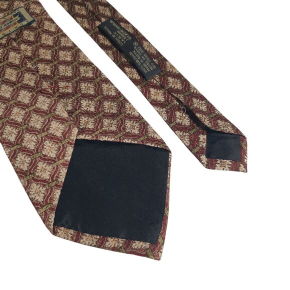 Hunting Horn Designer Tie Burgundy Cream Riggins Pattern Silk Mens Classic Wear - Picture 5 of 5